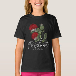 Camiseta Água Flor de Lehua Vermelha Havaiana Resiliência e