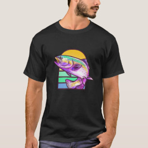 Camiseta Água fresca de pesca de trutas Retro
