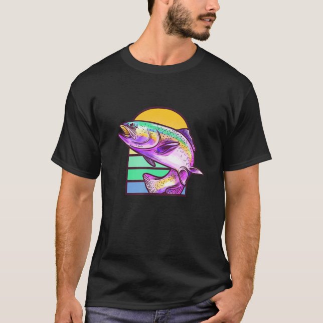 Camiseta Água fresca de pesca de trutas Retro (Frente)