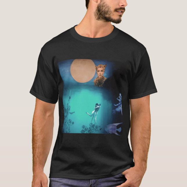 Camiseta Água profunda & a lua cheia amarela (Frente)