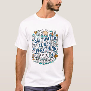 Camiseta Água Salgada Cura Tudo Virginia Beach Oceano Wa