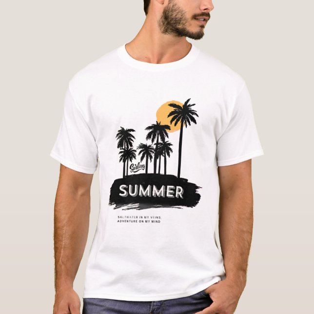 Camiseta Água salgada em Minhas Veias - Surf de Aventura -  (Frente)