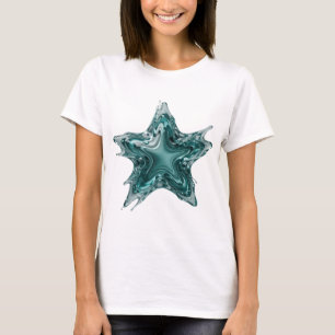 Camiseta Água Salpicada em Forma de Estrela Prateada Limpa