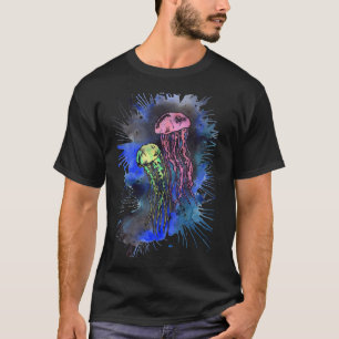 Camiseta Água-viva Abstrata Neon