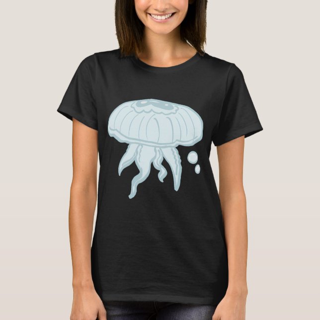 Camiseta água-viva azul clara com bolhas (Frente)