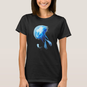 Camiseta Água-viva Azul do Oceano Bela Mergulhador