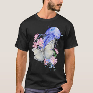 Camiseta Água-viva com borboleta e flores
