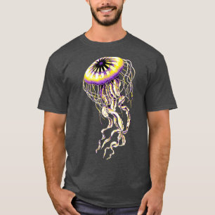 Camiseta Água-viva Realista do Orgulho Não-Binário