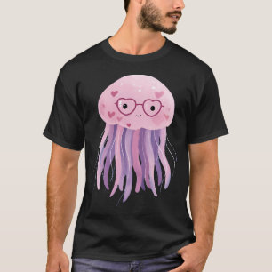 Camiseta Água-viva usando óculos de coração dia dos namorad
