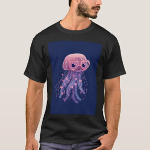 Camiseta Água-viva usando óculos de coração dia dos namorad
