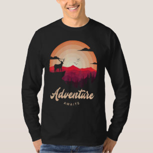 Camiseta Aguardo Roxo Sunset Mountain Deer Forest