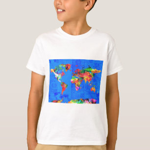 Camiseta aguarela 1 do mapa do mundo