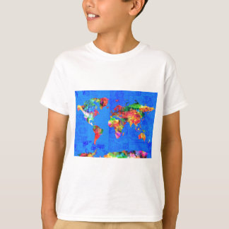 Camiseta aguarela 1 do mapa do mundo