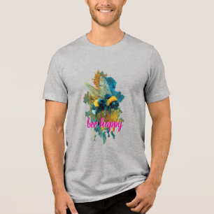 Camiseta Aguarela Artística Abelha "Bee Happy" Whimsica