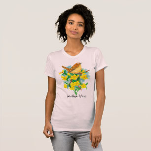 Camiseta Aguarela de Jessamine do amarelo da carriça de