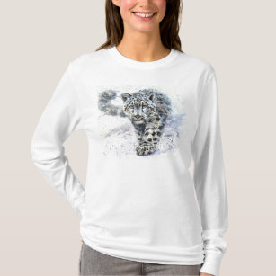 Camiseta Aguarela do leopardo de neve