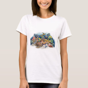 Camiseta Águas corais com peixes tropicais