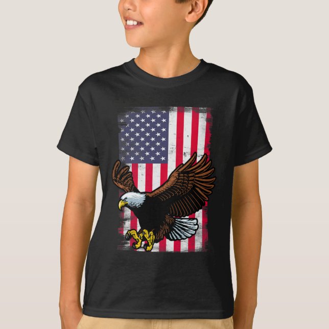 Camiseta Águia 4 De Julho Dos Eua Bandeira Homens Patriótic (Frente)