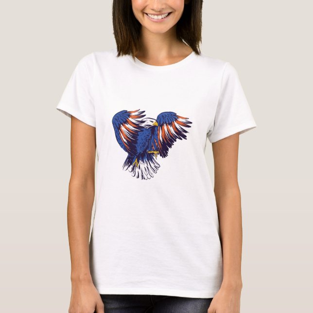 Camiseta Águia Americana com Cores da Bandeira dos EUA (Frente)