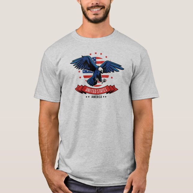 Camiseta Águia Americana com Estrelas e Stripes de Cores de (Frente)