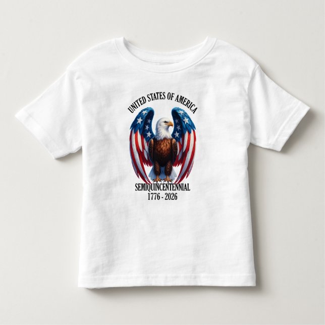 Camiseta Águia Americana com Sinalizador Wings 1776-2026 (Frente)