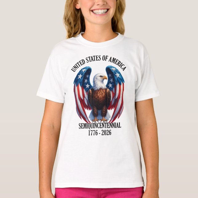 Camiseta Águia Americana com Sinalizador Wings 1776-2026 (Frente)