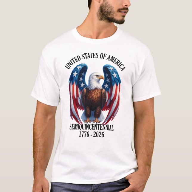 Camiseta Águia Americana com Sinalizador Wings 1776-2026 (Frente)