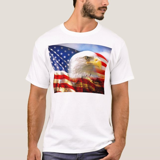 Camiseta Águia americana da bandeira americana (Frente)