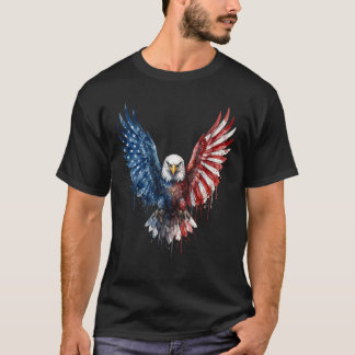 Camiseta Águia Americana de Aquarela Patriótica Bandeira Am