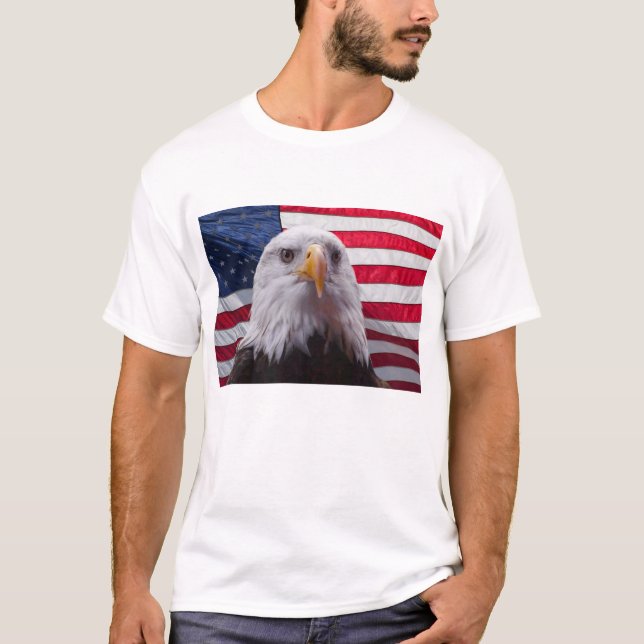 Camiseta Águia Americana e Bandeira (Frente)