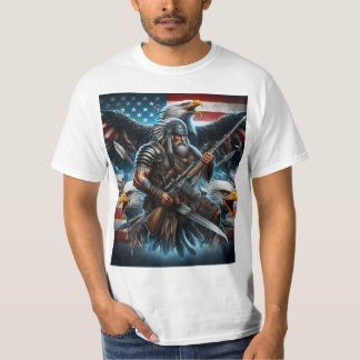 Camiseta Águia americana e bandeira combinada com Guerreiro