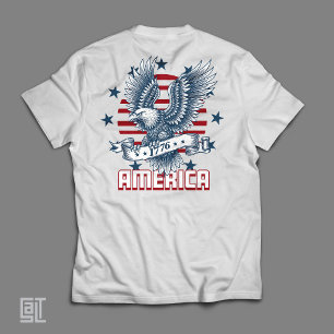 Camiseta Águia Americana Patriótica 1776 Bandeira EUA Vinta
