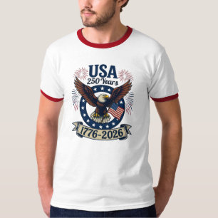 Camiseta Águia Americana Patriótica 250 Anos 1776-2026 Masc