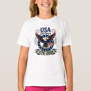 Camiseta Águia Americana Patriótica 250 Anos Menina