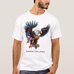 Camiseta Águia Americana Patriótica Bandeira EUA 4 de Julho