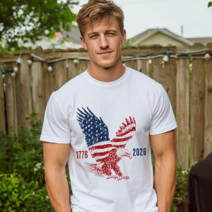 Camiseta Águia Americana Patriótica Feliz 250º Aniversário