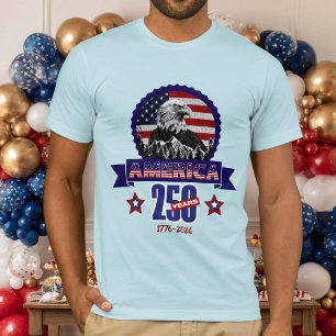 Camiseta Águia Americana Patriótica Feliz 250º Aniversário