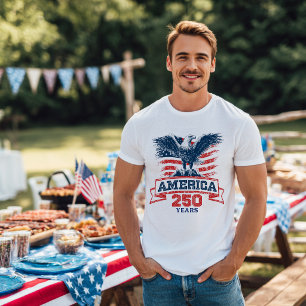 Camiseta Águia Americana Patriótica Feliz 250º Aniversário