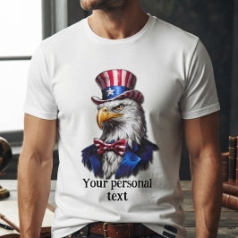 Camiseta Águia Americana Patriótica Seu Texto Pessoal