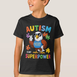 Camiseta Águia Autismo É Meu Superpoder Aceitar Apoiar Amar