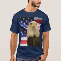Camiseta Águia Bald Americana e Bandeira