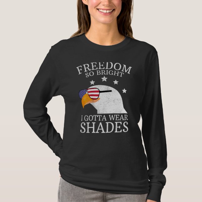 Camiseta Águia Bald Patriótica Vestindo Sombras Liberdade S (Frente)