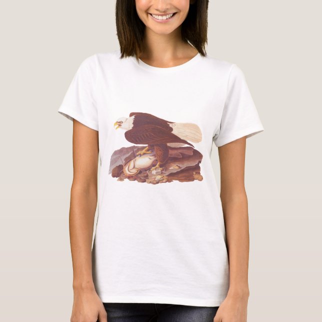 Camiseta Águia Balda Clássica de Audubon com Peixe de Captu (Frente)