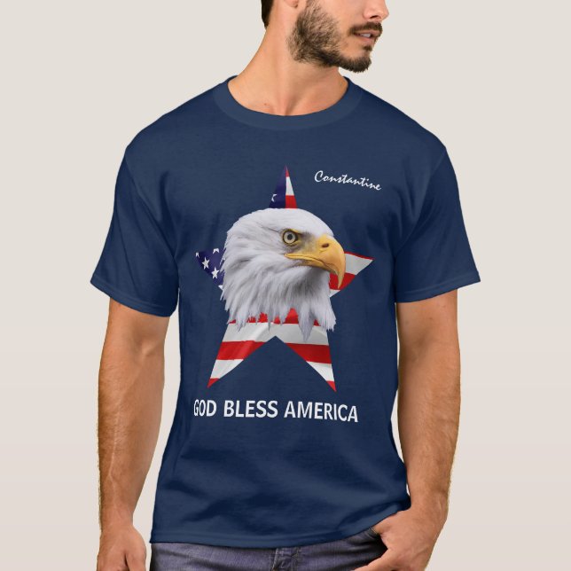 Camiseta Águia Balda, Estrela, Sinalizador personalizável (Frente)