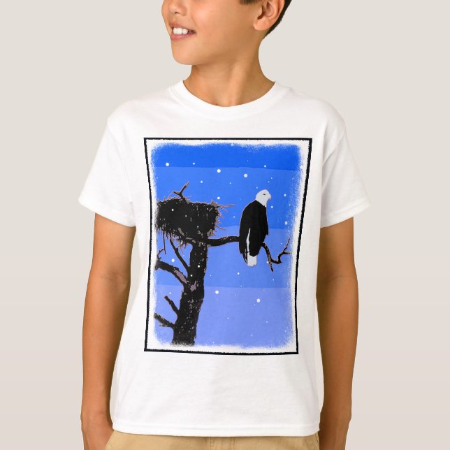 Camiseta Águia Balda no inverno - Arte original sobre a vid (Frente)