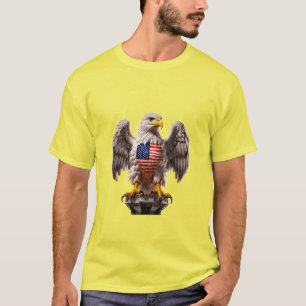 Camiseta Águia Balda Patriótica com Emblema de Bandeira Ame