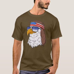 Camiseta Águia Careca Americana Mullet 4 de Julho Divertido