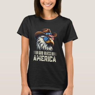 Camiseta Águia Careca de Cowboy do Dia 4 de Julho Deus Aben