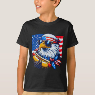 Camiseta Águia Careca Engraçada Cachorro Quente Bandeira Am
