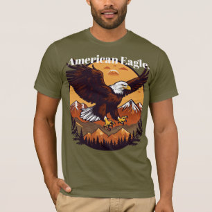Camiseta Águia-Careca Majestosa Voando Sobre Picos de Monta